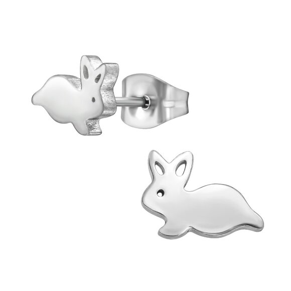 Stainless Steel Bunny Ear Studs – Waterproof & Cute - Picture 1 of 4
